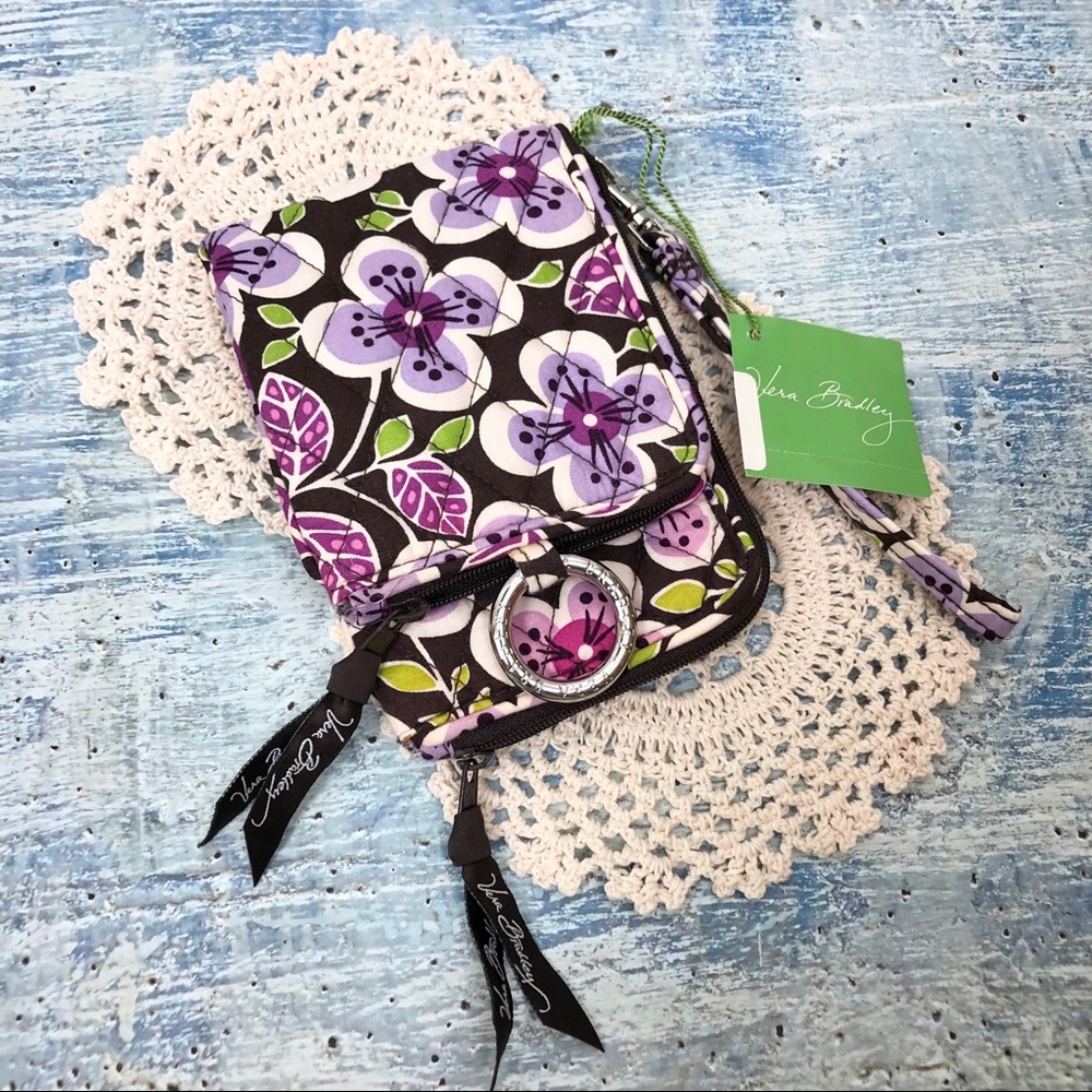 NWT Vera Bradley Plum Petals Double ID wristlet